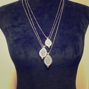 Gold and teal long necklace set